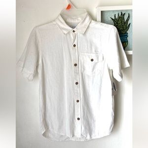 4/$15 NWT Old Navy Linen Blend White Button Down Top Boys Size 8